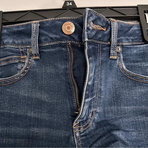 Distressed Dark Wash American Eagle Jean Shorts - Picture 2 of 5